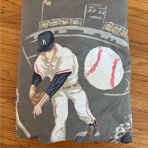 Pottery Barn Kids Baseball Themed Bedding in Gray and White